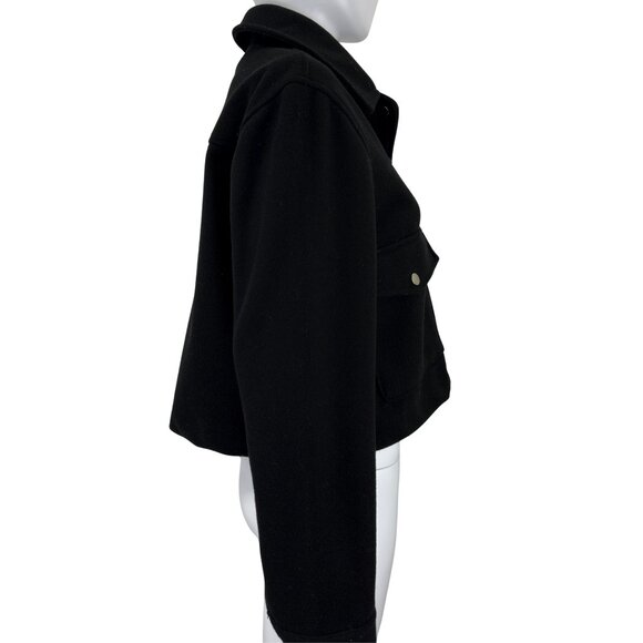 ZARA | Black Cropped Wool-Blend Utility Jacket | Silver Hardware | Size S - Picture 4 of 9